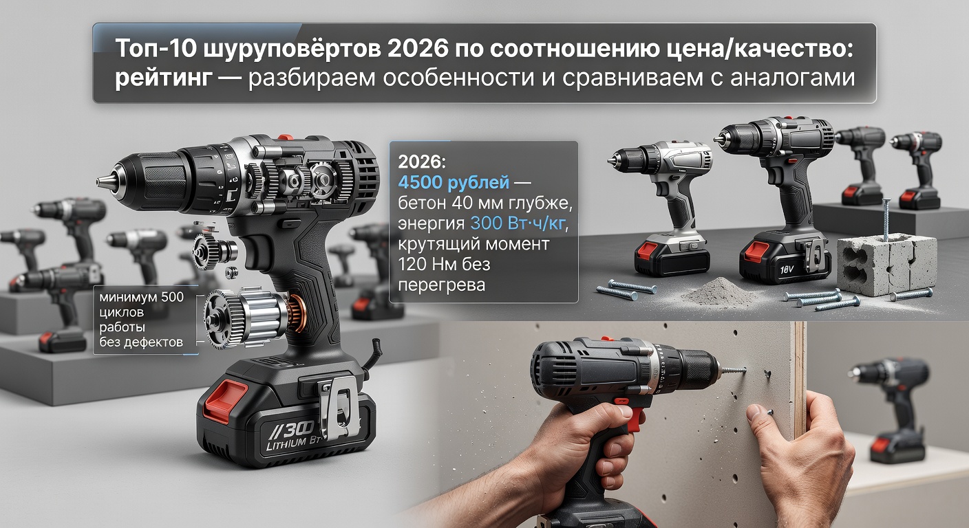 Топ-10 шуруповёртов 2026 по соотношению цена/качество: рейтинг — разбираем особенности и сравниваем с аналогами