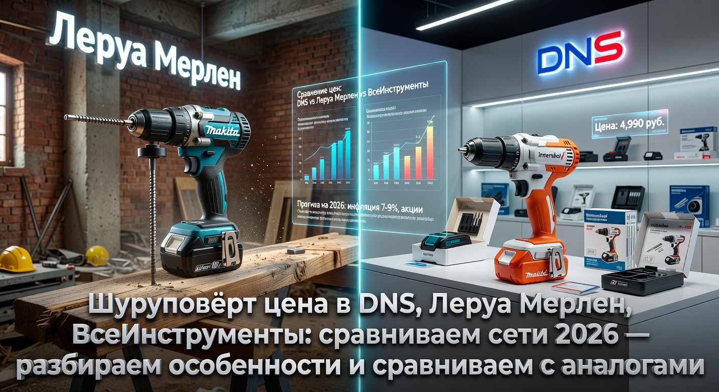 Шуруповёрт цена в DNS, Леруа Мерлен, ВсеИнструменты: сравниваем сети 2026 — разбираем особенности и сравниваем с аналогами