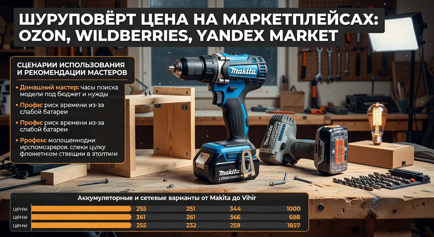 Шуруповёрт цена на маркетплейсах: Ozon, Wildberries, Yandex Market: сценарии использования и рекомендации мастеров