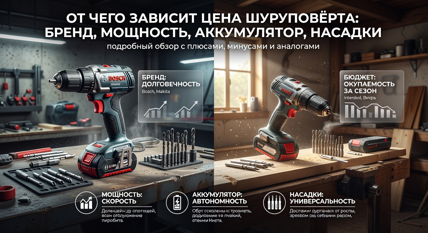 От чего зависит цена шуруповёрта: бренд, мощность, аккумулятор, насадки: подробный обзор с плюсами, минусами и аналогами
