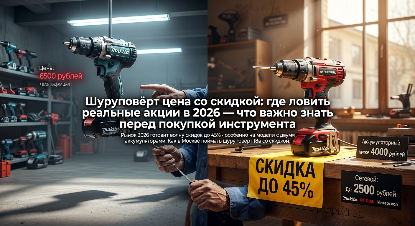 Шуруповёрт цена со скидкой: где ловить реальные акции в 2026 — что важно знать перед покупкой инструмента